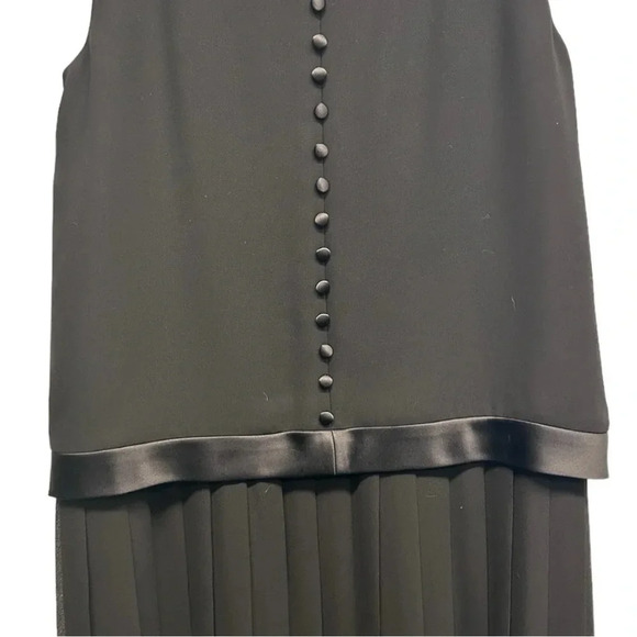Talbots Black Pleated-Skirt Drop Waist Midi Dress with Bow Detail Size 8 - Picture 7 of 10